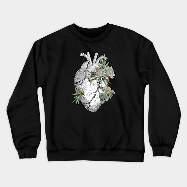 Plants lovers with Human heart, succulents plant lovers Crewneck Sweatshirt by Collagedream